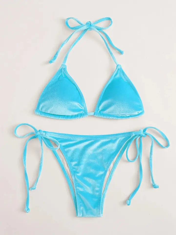 IVEY- Velvet Blue Bikini Set – Meline Swimwear Shop